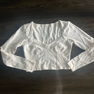 Garage White Long Sleeve Crop Top